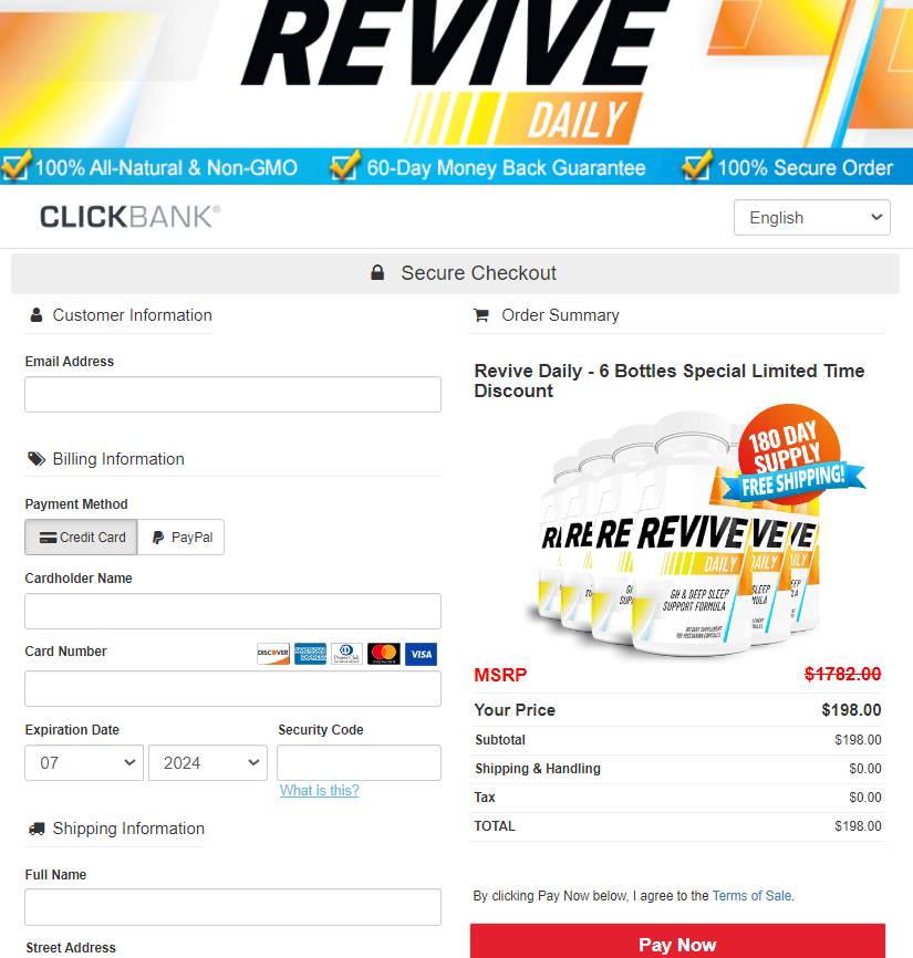 Revive Daily Order Page